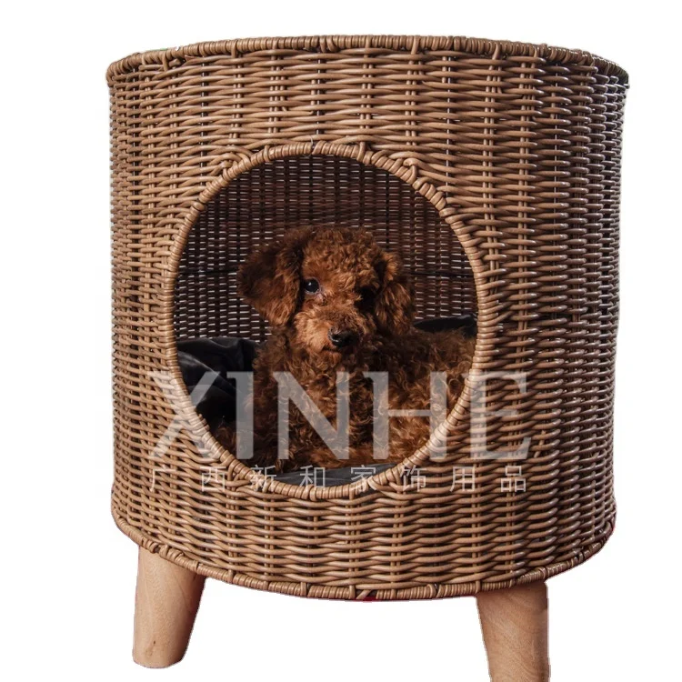 Novelty Brown Cylindrical type Plastic rattan Woven pet cat bed house with wooden feet
Novelty Brown Cylindrical type Plastic rattan Woven pet cat bed house with wooden feet