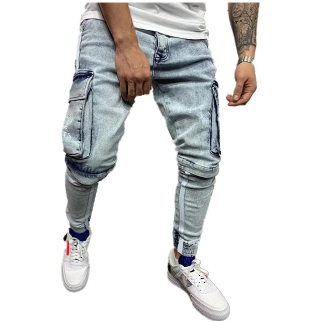 Stretch Denim Men's Jeans Knee Hole Zip Feet Trousers Side Pockets Skinny Pantalones Jeans Men, Blue
Stretch Denim Men's Jeans Knee Hole Zip Feet Trousers Side Pockets Skinny Pantalones Jeans Men, Blue