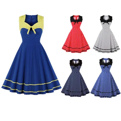 Walson Womens 50's Rockabilly Vintage Style Polka Dot Evening Party Tea Dresses Swing Skaters, Black,red,blue polka dot
Walson Womens 50's Rockabilly Vintage Style Polka Dot Evening Party Tea Dresses Swing Skaters, Black,red,blue polka dot