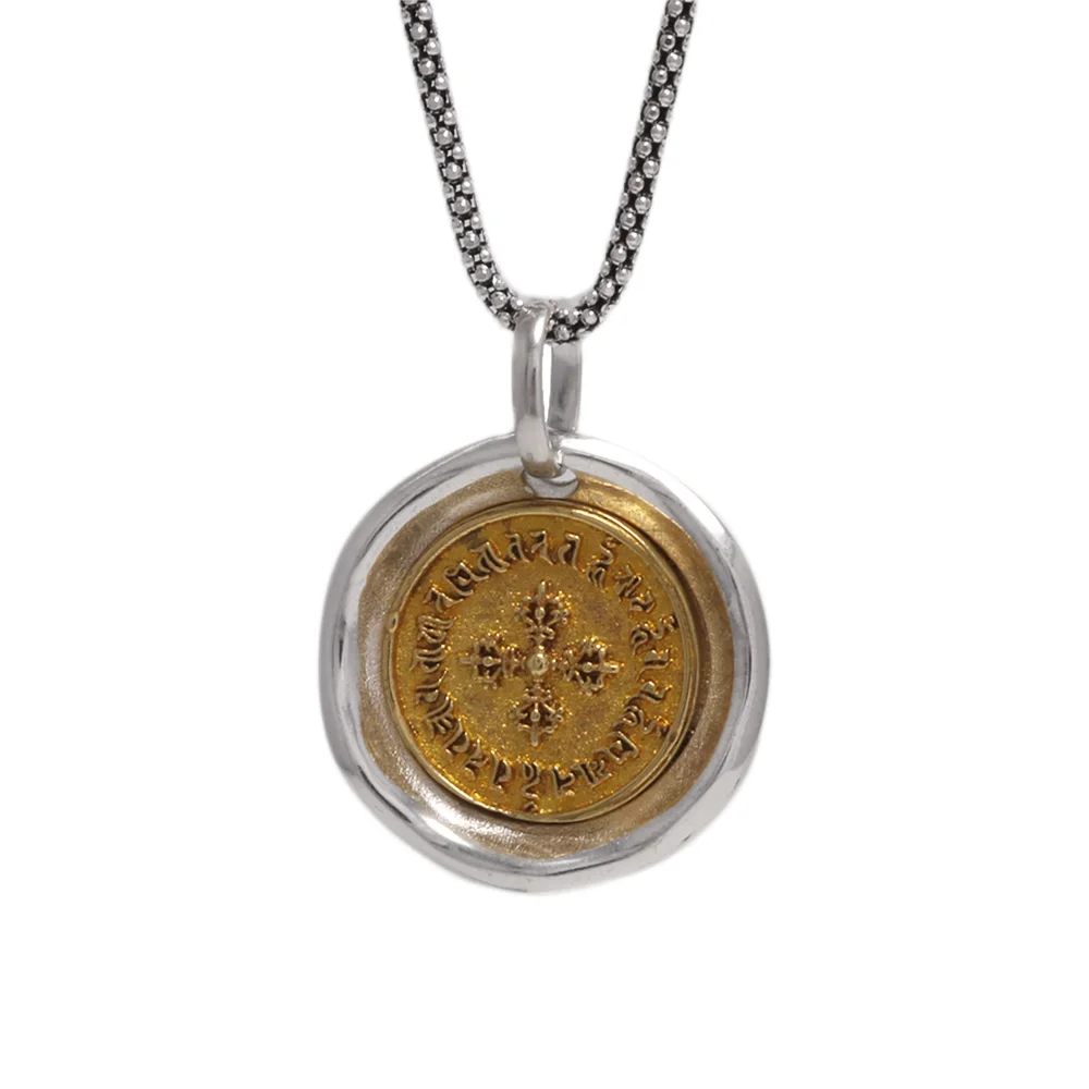 Real Pure 925 Sterling Silver Vajra Pestle Pendant Necklace for Men and Women Round Shape Gold Vermeil Amulet Jewelry
Real Pure 925 Sterling Silver Vajra Pestle Pendant Necklace for Men and Women Round Shape Gold Vermeil Amulet Jewelry