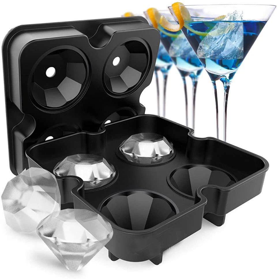 Custom Logo Diamond Ice Cube Maker 4 Grids Silicone Mold Ice Cube Tray with Lid for Whiskey Cocktails
Custom Logo Diamond Ice Cube Maker 4 Grids Silicone Mold Ice Cube Tray with Lid for Whiskey Cocktails