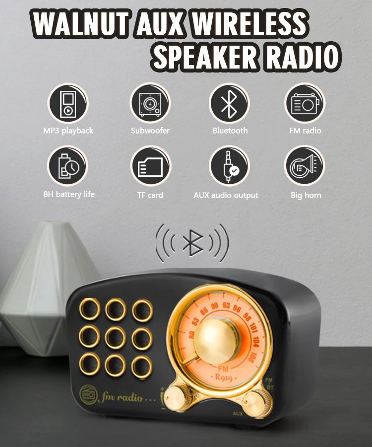 Gift for Christmas 2020 amaze hot selling retro BT speaker Vintage Radio wood crafts