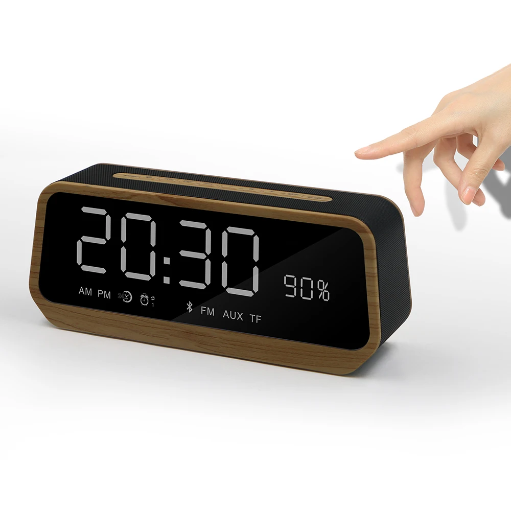 China Suppliers Support TF FM AUX Portable Wireless Wood Bluetooth Speaker With Dual Alarm Clock Home Bluetooth Loudspeaker - ANKUX.COM