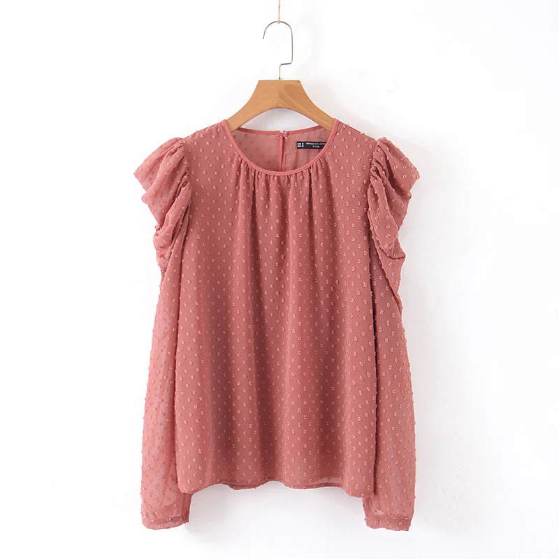 O neck long sleeve dot pattern solid color 2019 latest design chiffon women's blouse & tops
O neck long sleeve dot pattern solid color 2019 latest design chiffon women's blouse & tops