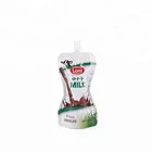 custom logo plastic liquid packaging reusable milk drinking stand up pouch with spout