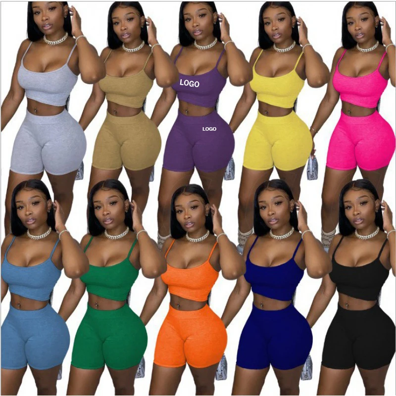 2021 new Hot sale color spaghetti string shirt and short pants Ladies two piece Women Summer biker short set
2021 new Hot sale color spaghetti string shirt and short pants Ladies two piece Women Summer biker short set