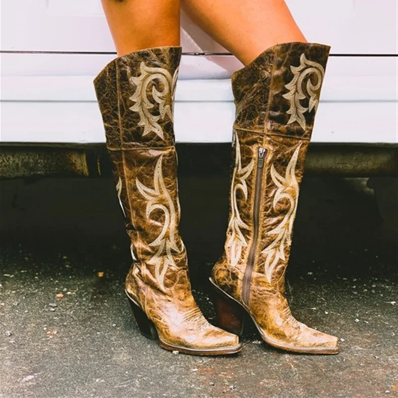 2022 European American Hot Style Decorative Pattern Thick High Heels Knight Boots Cowboy Boots Women Shoes, Brown
2022 European American Hot Style Decorative Pattern Thick High Heels Knight Boots Cowboy Boots Women Shoes, Brown