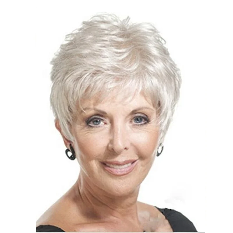 Factory Quality Wigs Fashion Temperament Wig Hair White Short Straight Hair Mother Synthetic Wig
Factory Quality Wigs Fashion Temperament Wig Hair White Short Straight Hair Mother Synthetic Wig