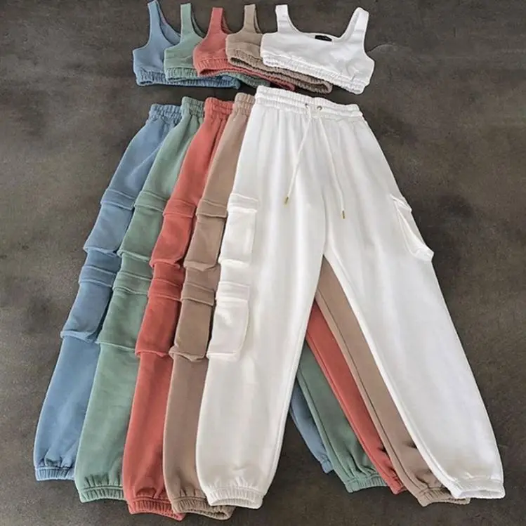 2021 Wholesale Customize Casual Solid Tank Top Pockets Cargo Joggers Pant Two Piece Tracksuit Set For Women, Custom color
2021 Wholesale Customize Casual Solid Tank Top Pockets Cargo Joggers Pant Two Piece Tracksuit Set For Women, Custom color