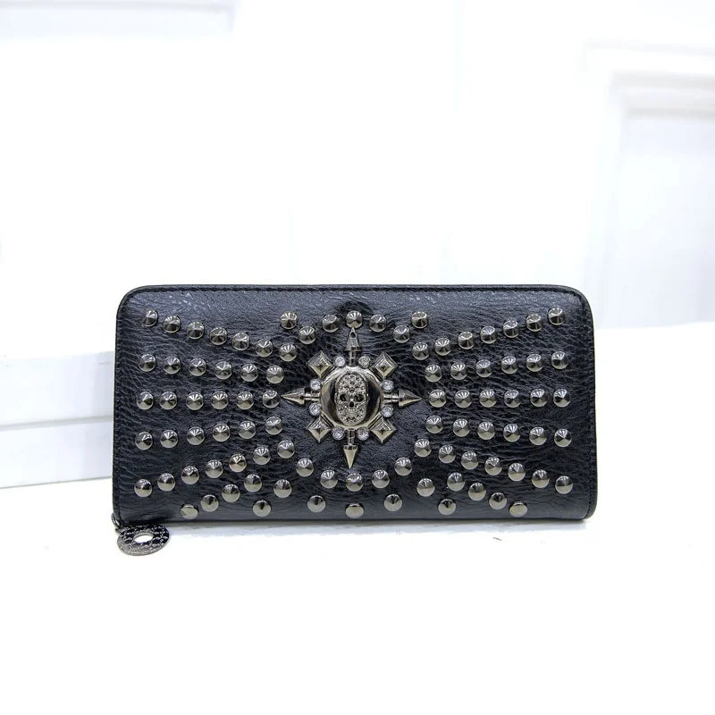 Wholesale Women Punky Long Clutch Purse PU Leather Zipper Purse Rivet Retro Wallet with Skull, Picture
Wholesale Women Punky Long Clutch Purse PU Leather Zipper Purse Rivet Retro Wallet with Skull, Picture