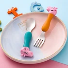 New Design Durable Lovely Style 3Pcs Baby Feeding Food Portable Tableware Cutlery Set Cartoon