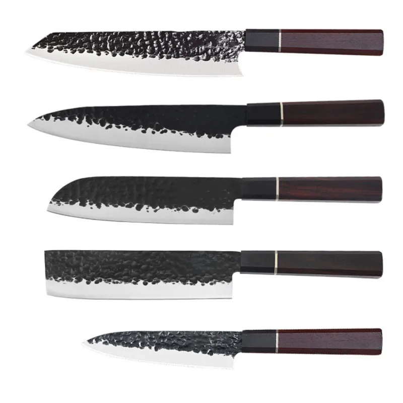 5PCS Kitchen knife Forged hammer blade Chef knife Japanese knife 3-layer 5CR15MOV high quality sandalwood handle
5PCS Kitchen knife Forged hammer blade Chef knife Japanese knife 3-layer 5CR15MOV high quality sandalwood handle