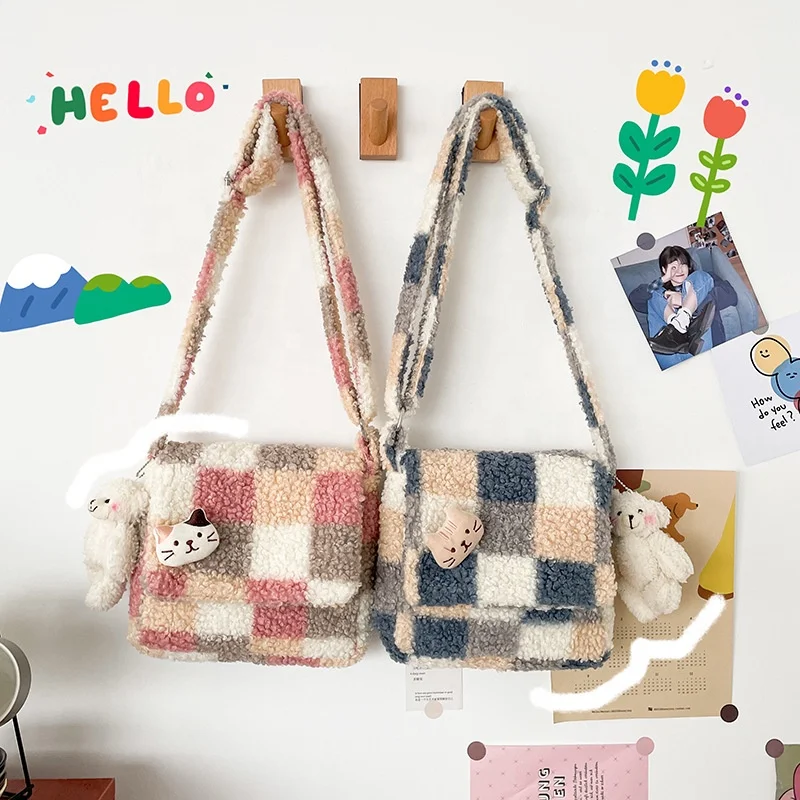 2022 New Ins Lamb Plush Bag Female Autumn And Winter Tide Large-capacity Handbag Checkerboard Shoulder Bag, Pink, blue
2022 New Ins Lamb Plush Bag Female Autumn And Winter Tide Large-capacity Handbag Checkerboard Shoulder Bag, Pink, blue