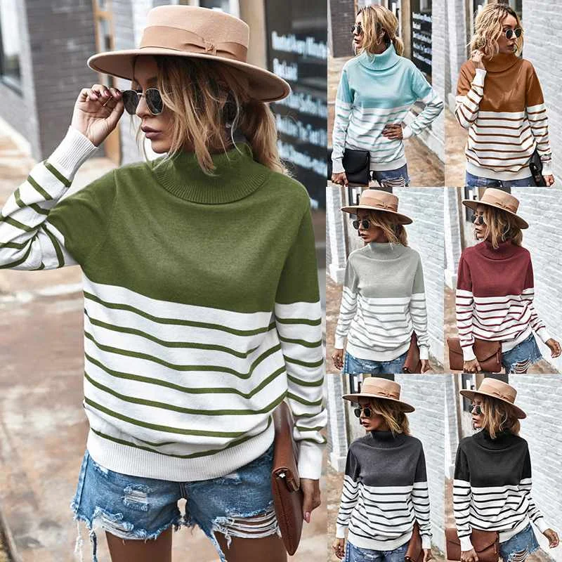 Knitted Sweater Women Jumpers Long Sleeve Woman Pullovers Sweaters Casual Autumn Winter Color Block Striped Sweater
Knitted Sweater Women Jumpers Long Sleeve Woman Pullovers Sweaters Casual Autumn Winter Color Block Striped Sweater