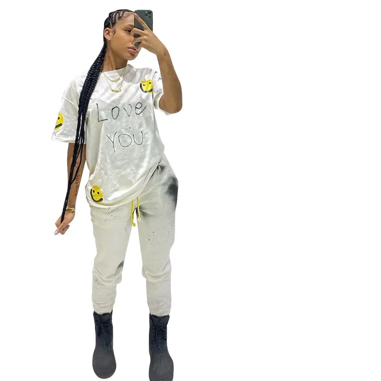 L06816 2021 Letter Print T-shirt Drawstring Pants Summer Women 2 Piece Set Casual Ladies Jogging Tracksuit, Picture shown
L06816 2021 Letter Print T-shirt Drawstring Pants Summer Women 2 Piece Set Casual Ladies Jogging Tracksuit, Picture shown
