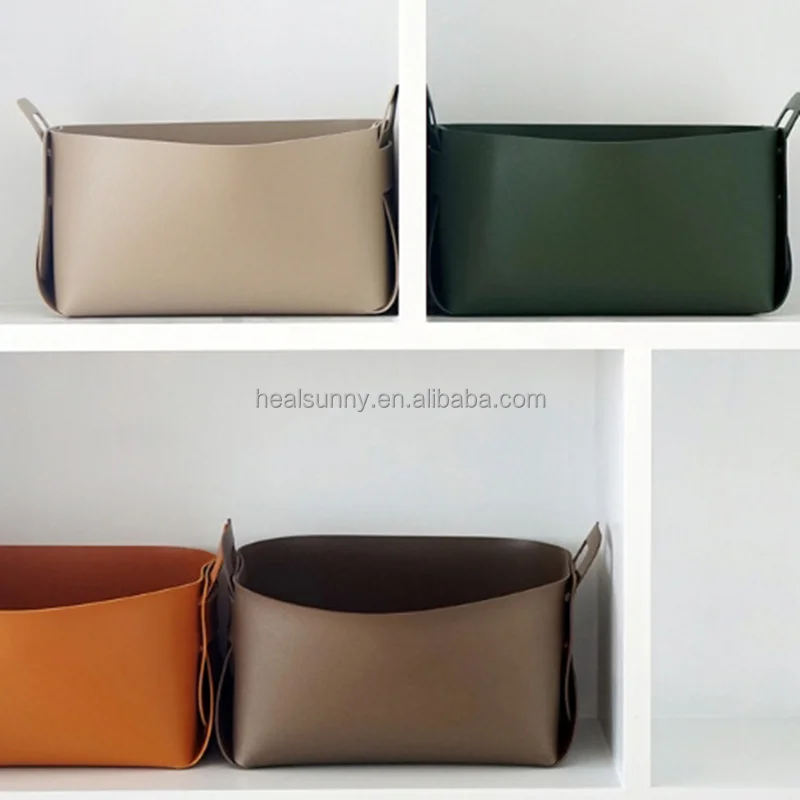 Foldable Wholesale PU Leather Storage Basket Tray Desktop Decoration Storage Box, Custom color
Foldable Wholesale PU Leather Storage Basket Tray Desktop Decoration Storage Box, Custom color