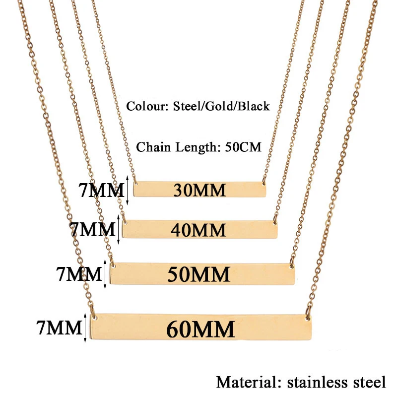 wholesale stainless steel bar necklace engravable jewelry blanks custom nameplate necklace multiple sizes
