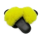 New design fluffy fur sliders furry slippers slides for home use