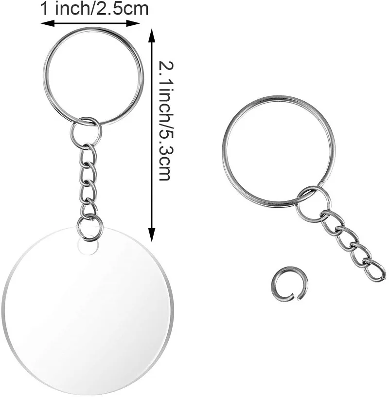 24 件亚克力cleartransparent轮心星钥匙扣空白圆盘diy项目和工艺品