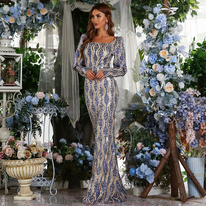 Modest Long Sleeve Square Neck Women Long Prom Dress Gigot Sleeve Sequins Mermaid Maxi Evening Dresses, Customized color
Modest Long Sleeve Square Neck Women Long Prom Dress Gigot Sleeve Sequins Mermaid Maxi Evening Dresses, Customized color