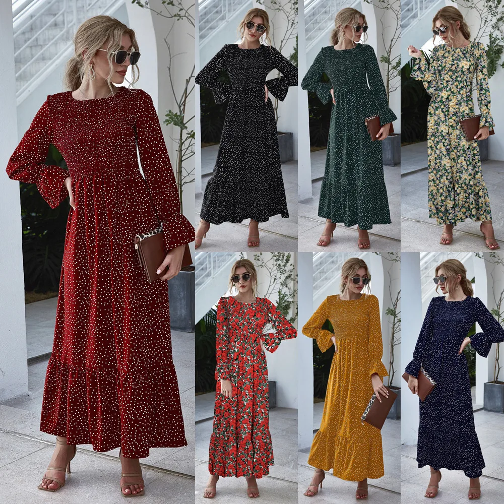 Slanan digital printed flower ruffles long puff sleeve black polka dot floral dress party retro square neck women maxi dress
Slanan digital printed flower ruffles long puff sleeve black polka dot floral dress party retro square neck women maxi dress