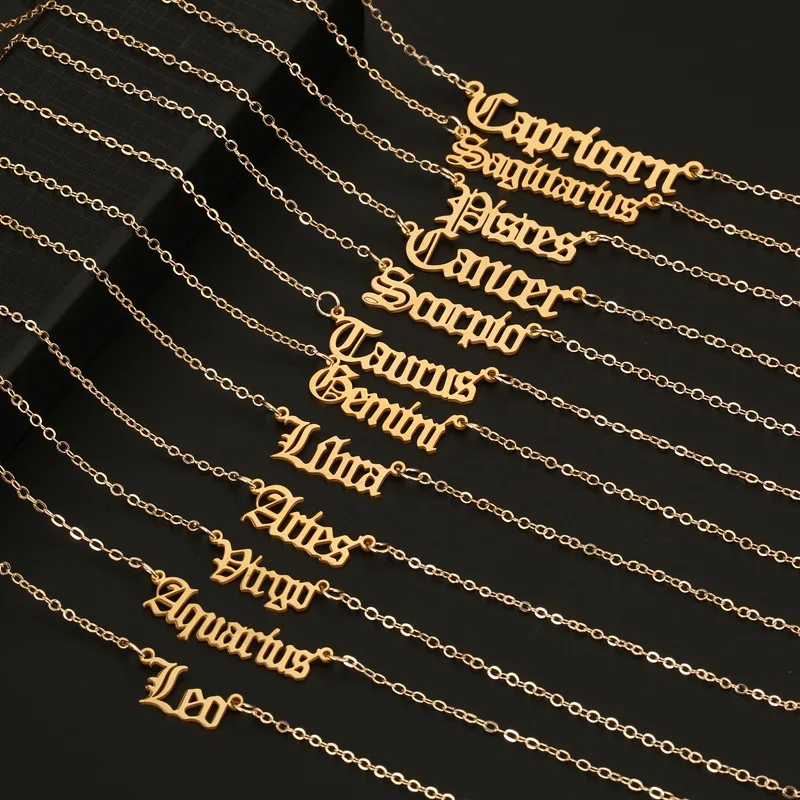 Custom Stainless Steel Gold Constellation Necklace Chain Jewelry Horoscope Pendant Necklaces
Custom Stainless Steel Gold Constellation Necklace Chain Jewelry Horoscope Pendant Necklaces