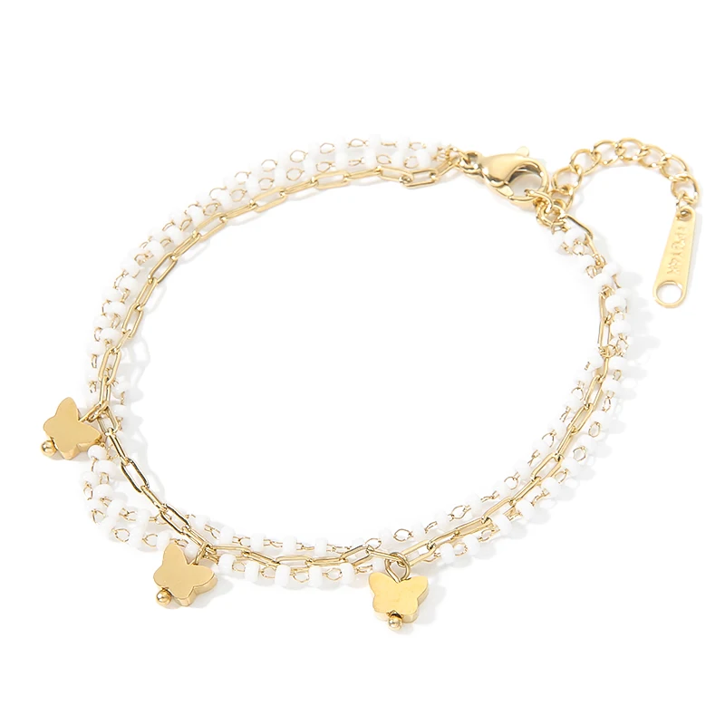 Summer Design Multilayer Rice Bead Butterfly Bracelet Gold Plated,Adjustable Stainless Steel Jewelry Bracelet Women
Summer Design Multilayer Rice Bead Butterfly Bracelet Gold Plated,Adjustable Stainless Steel Jewelry Bracelet Women