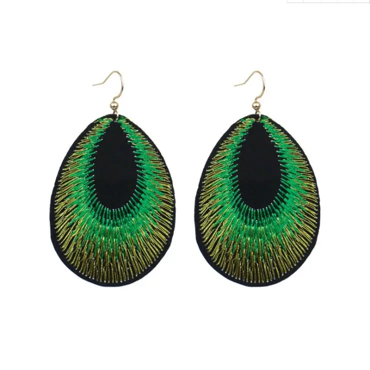 Wholesale Bohemian Handmad Embroidered Peacock Feather Women Drop Earrings Dangle Jewelry
Wholesale Bohemian Handmad Embroidered Peacock Feather Women Drop Earrings Dangle Jewelry