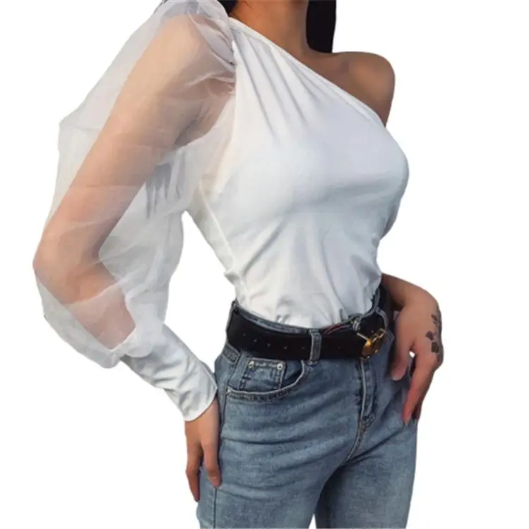 One Shoulder Mesh Lantern Long Sleeve Casual Slimming Ladies Trendy Tops Wholesale Fashion Summer Tshirt Women T Shirt
One Shoulder Mesh Lantern Long Sleeve Casual Slimming Ladies Trendy Tops Wholesale Fashion Summer Tshirt Women T Shirt