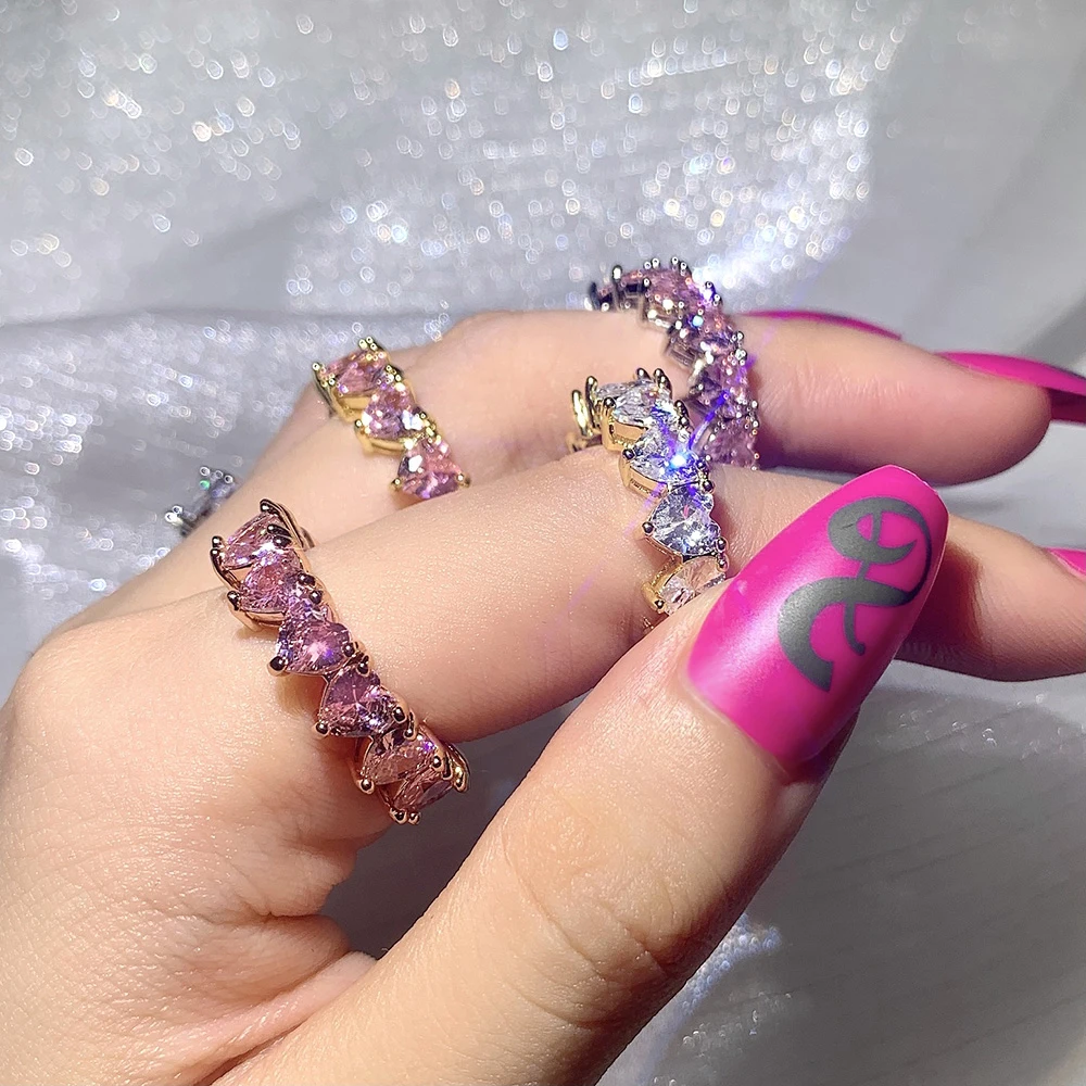 High End AAA Zirconia Pave Rings for Women Stainless Steel Heart Rings for Women 18k Gold Plated Stainless Steel Jewelry
High End AAA Zirconia Pave Rings for Women Stainless Steel Heart Rings for Women 18k Gold Plated Stainless Steel Jewelry