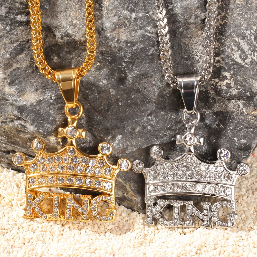 Hip Hop Iced out Crown Stainless Steel Letter king Pendants Men's Charms Zircon Diamond Gold Jewelry
Hip Hop Iced out Crown Stainless Steel Letter king Pendants Men's Charms Zircon Diamond Gold Jewelry