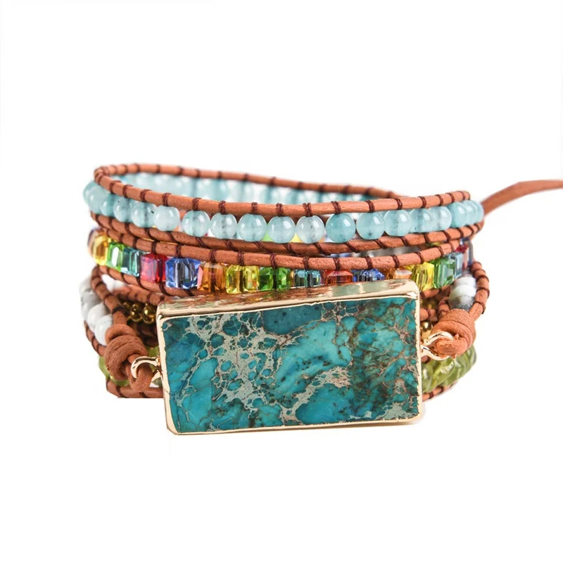 Handmade Natural Stone Beads Leather Cord Boho Beads Wrap Bracelets Jewelry Gift Drop shipping, Picture
Handmade Natural Stone Beads Leather Cord Boho Beads Wrap Bracelets Jewelry Gift Drop shipping, Picture