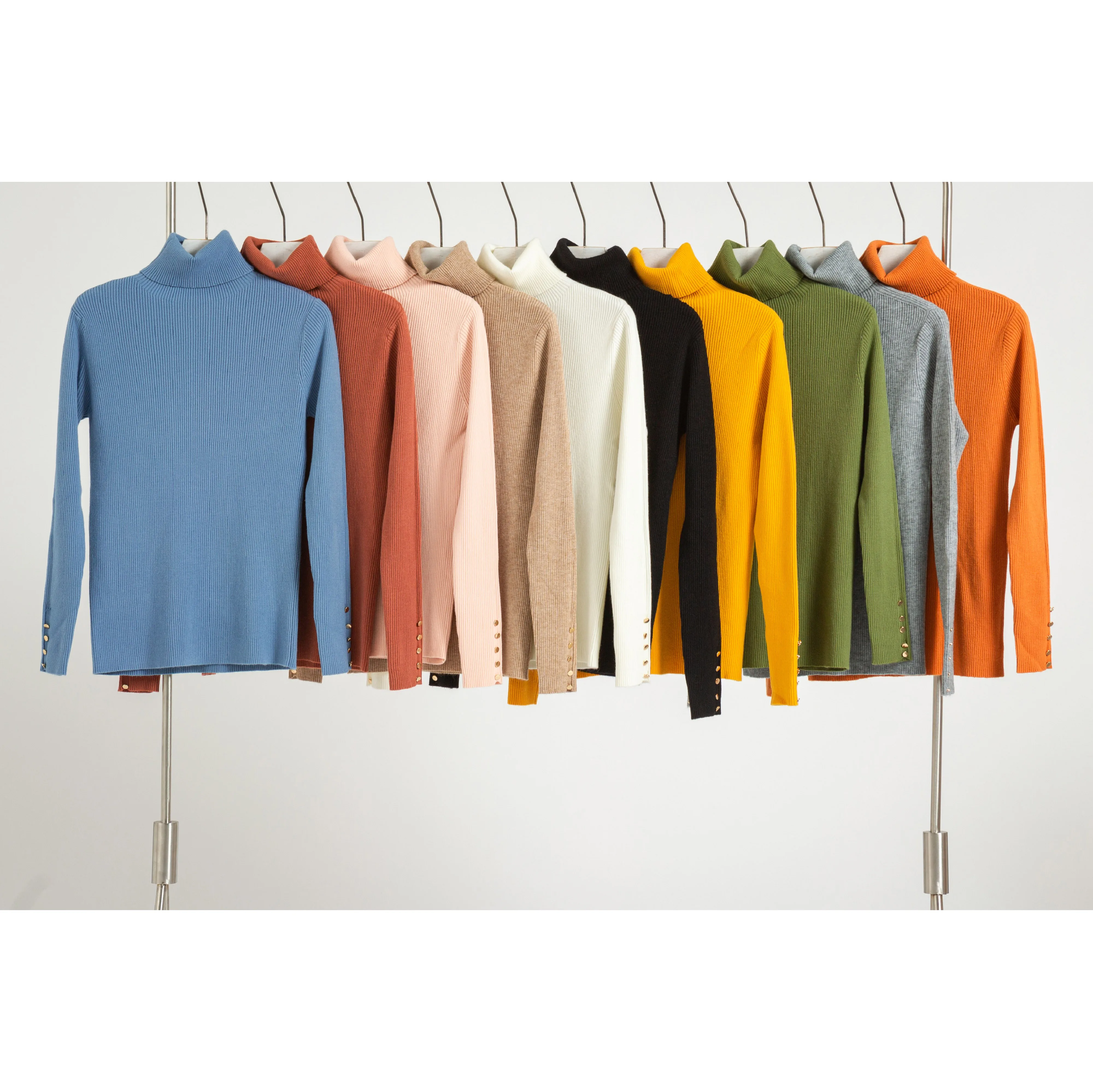 Custom Top Basic Knit Women Button Sleeve Pure Color Turtleneck Pullover Sweater for Women(10 colors)
Custom Top Basic Knit Women Button Sleeve Pure Color Turtleneck Pullover Sweater for Women(10 colors)
