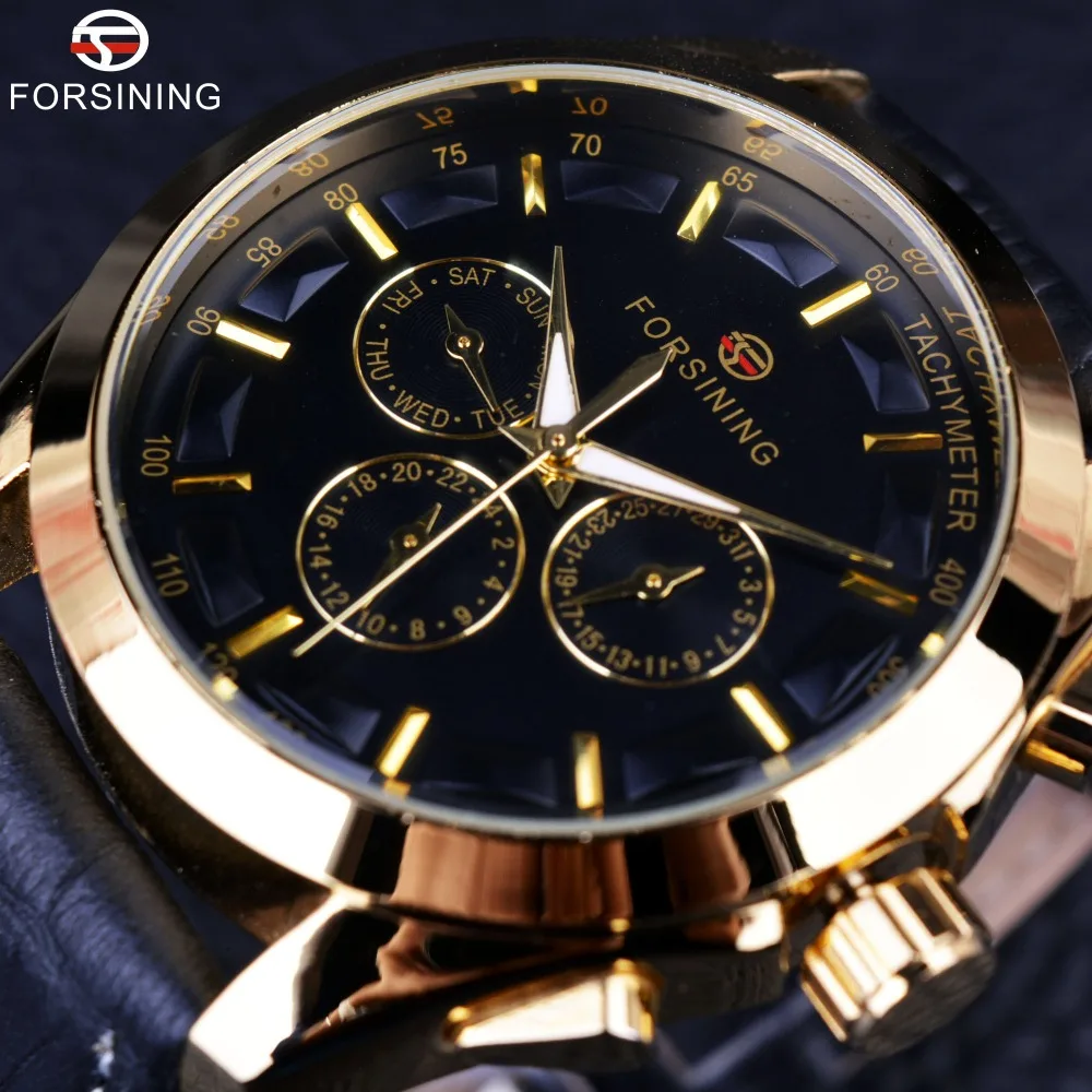Forsining Men Retro Fashion Designer Three Dial Decoration Genuine Leather Golden Men Luxury Brand Automatic Mechanical Watches, 4-colors
Forsining Men Retro Fashion Designer Three Dial Decoration Genuine Leather Golden Men Luxury Brand Automatic Mechanical Watches, 4-colors