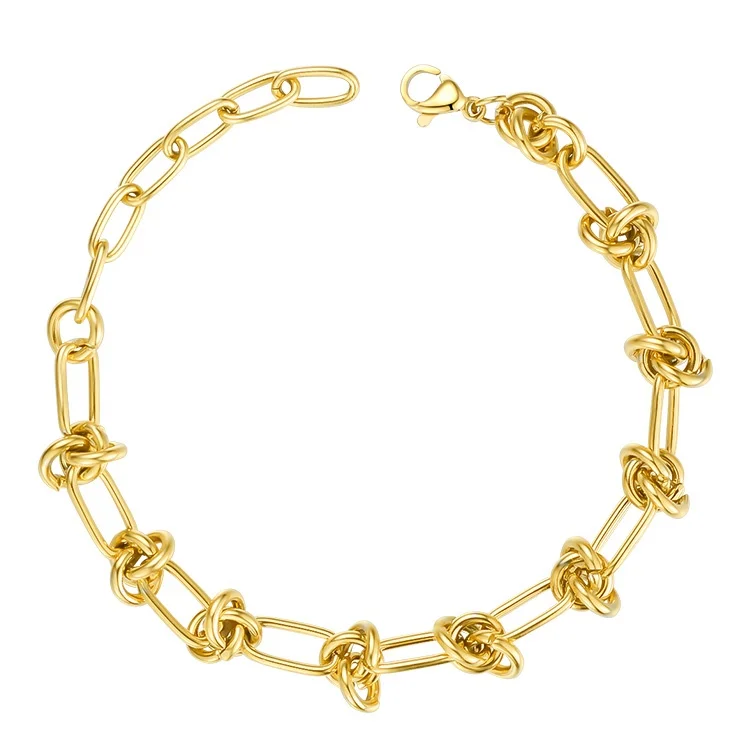 18K Gold Plated Stainless Steel Jewelry Knot Link Chain Noose Chain Accessories Bracelet B202186
18K Gold Plated Stainless Steel Jewelry Knot Link Chain Noose Chain Accessories Bracelet B202186