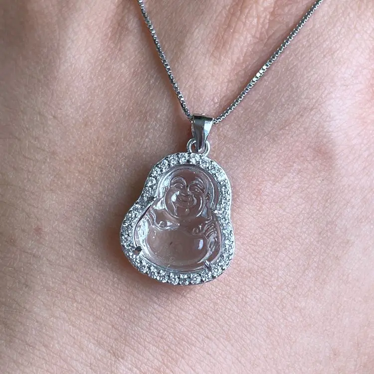 S925 Sterling Silver Women Gift Inlaid Crystal Small Maitreya Mini Jade Buddha Pendant Necklace Jewelry
S925 Sterling Silver Women Gift Inlaid Crystal Small Maitreya Mini Jade Buddha Pendant Necklace Jewelry