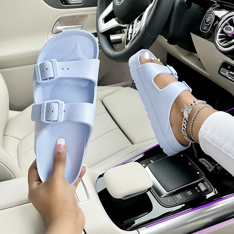 2021casual shoes trend fashion soild color 2 buckle two strap beach outdoor women sandals, Picture color
2021casual shoes trend fashion soild color 2 buckle two strap beach outdoor women sandals, Picture color
