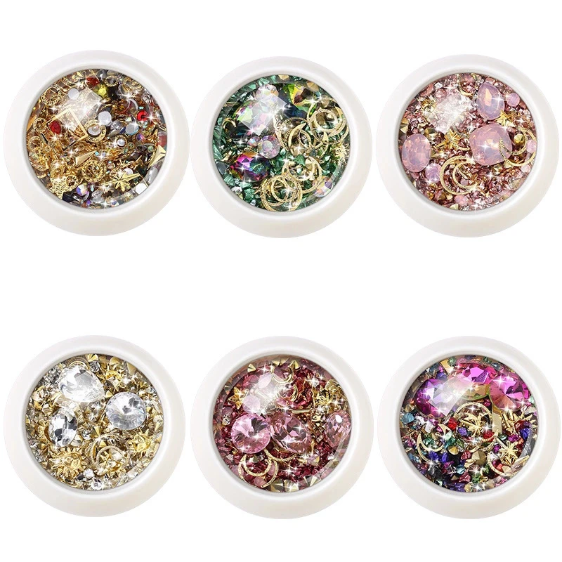 6 style New York Style Nail Decoration 3D Crystal Stones Rhinestones, 6 boxes in mixed colors
6 style New York Style Nail Decoration 3D Crystal Stones Rhinestones, 6 boxes in mixed colors