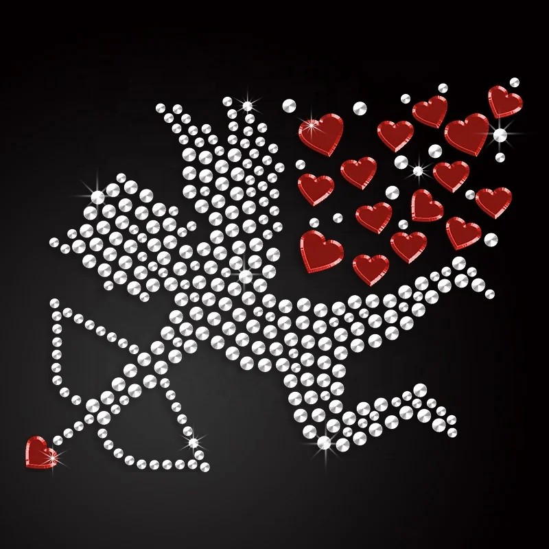 Hot Sale Bling Cupid's Love Heart Valentine Rhinestone Iron-on Transfer for Women Custom Jacket
Hot Sale Bling Cupid's Love Heart Valentine Rhinestone Iron-on Transfer for Women Custom Jacket