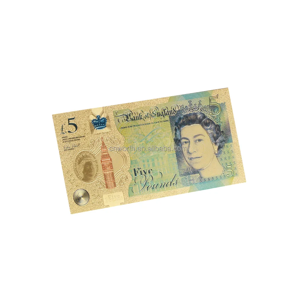 WR Colorized Britain 5 Pound Paper Money Pure Gold Plated Banknote Bill, Can be gold or silver or colorful
WR Colorized Britain 5 Pound Paper Money Pure Gold Plated Banknote Bill, Can be gold or silver or colorful