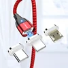 Great Fast Charger Cell Phone 3 in 1 3A Magnet Nylon Braided Charging Cable Data Handy Micro USB Ladekabel for Samsung