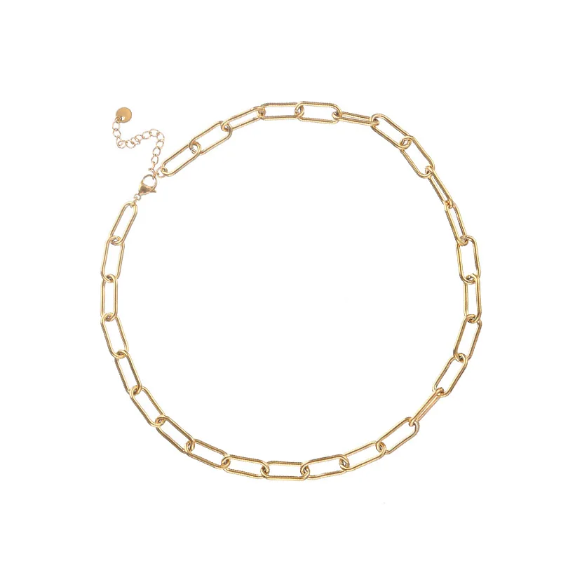 Simple Design 18k Gold Plated Steel Rectangle Chain Necklace Stainless Steel Paperclip Chain Necklace for women
Simple Design 18k Gold Plated Steel Rectangle Chain Necklace Stainless Steel Paperclip Chain Necklace for women