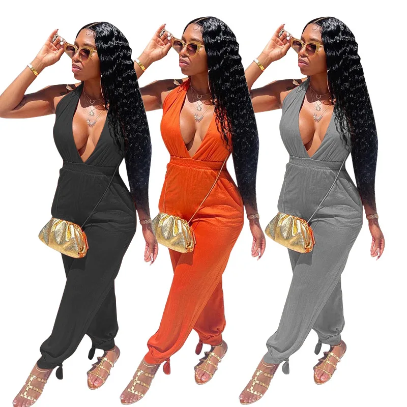 DUODUOCOLOR Summer fashion casual backless pocket elastic waist women clothing sexy deep v neck solid color jumpsuits D10550, Black,grey,orange
DUODUOCOLOR Summer fashion casual backless pocket elastic waist women clothing sexy deep v neck solid color jumpsuits D10550, Black,grey,orange