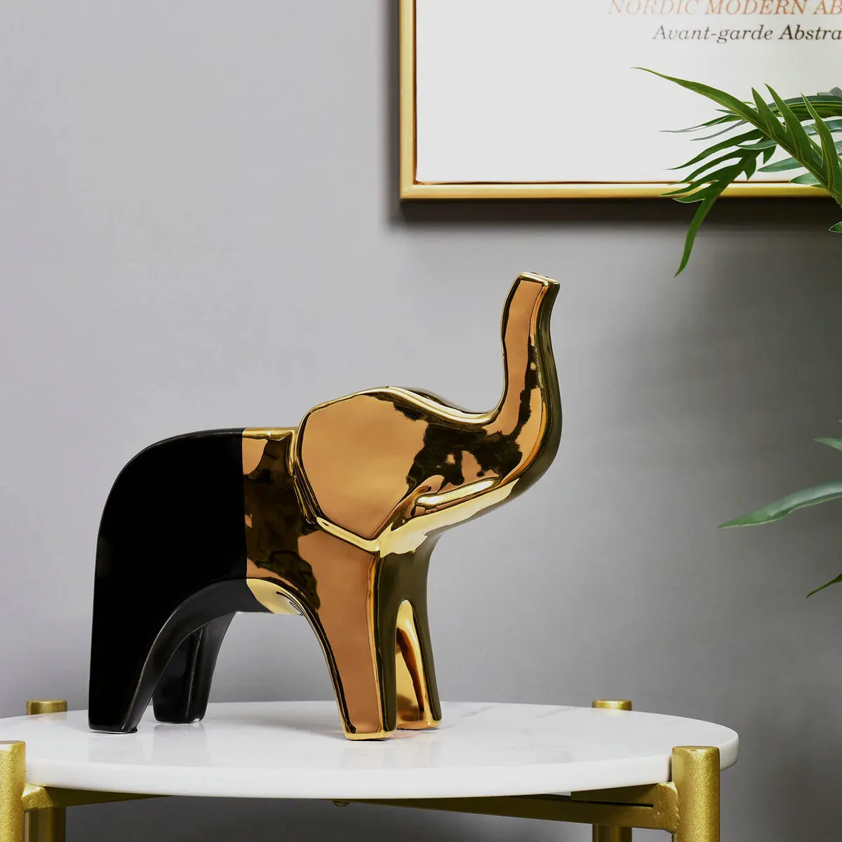 Modern decorative animal table sculpture black and gold decor luxury elephant statue home decoration pieces
Modern decorative animal table sculpture black and gold decor luxury elephant statue home decoration pieces