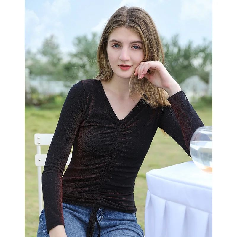 Long Sleeve Plus Size Hemd Women's t-Shirt For Girls Korean v Neck Street Style Maillot Nylon Pullover Basic t Shirt Blouse, Picture color
Long Sleeve Plus Size Hemd Women's t-Shirt For Girls Korean v Neck Street Style Maillot Nylon Pullover Basic t Shirt Blouse, Picture color
