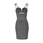 2019 Foreign Trade Explosion Models Women One-neck Plaid Ladies Dress