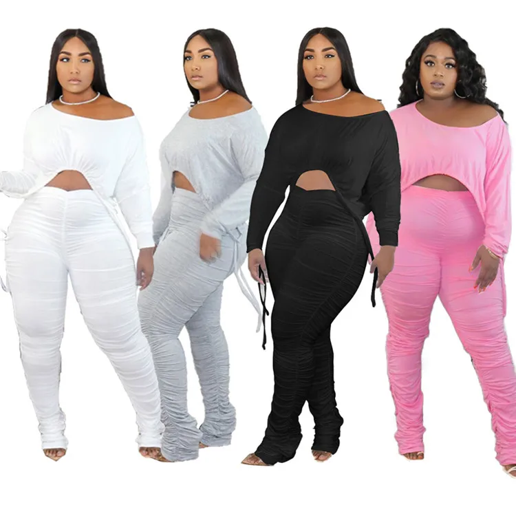 D96201 clothes plus size woman Hot selling solid color sexy slim ruffled rope pants 2 piece set clothing
D96201 clothes plus size woman Hot selling solid color sexy slim ruffled rope pants 2 piece set clothing