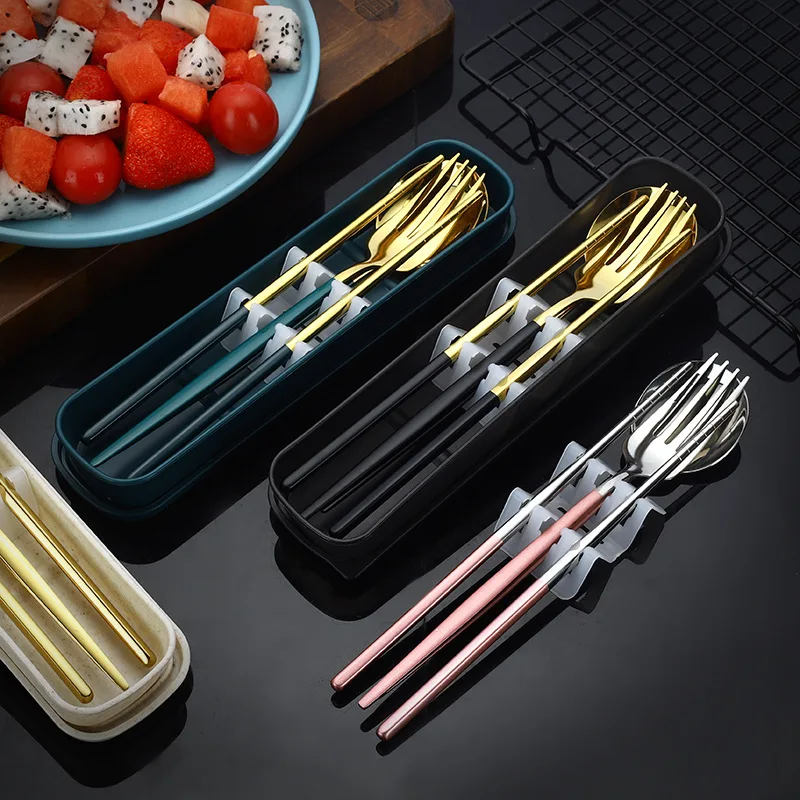 Stainless steel portable travel cutlery set luxury dinner set spoon fork chopsticks thick durable reusable party tableware
Stainless steel portable travel cutlery set luxury dinner set spoon fork chopsticks thick durable reusable party tableware