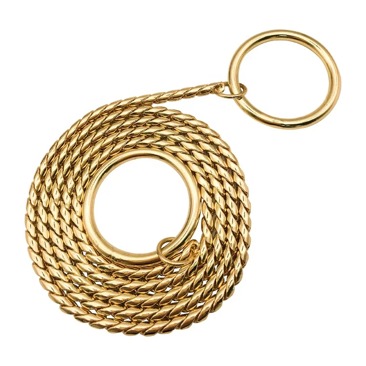 Hot sale China wholesale high quality outdoor training dog snake P choke leads chain brass metal training dog collar, Accept customized color
Hot sale China wholesale high quality outdoor training dog snake P choke leads chain brass metal training dog collar, Accept customized color