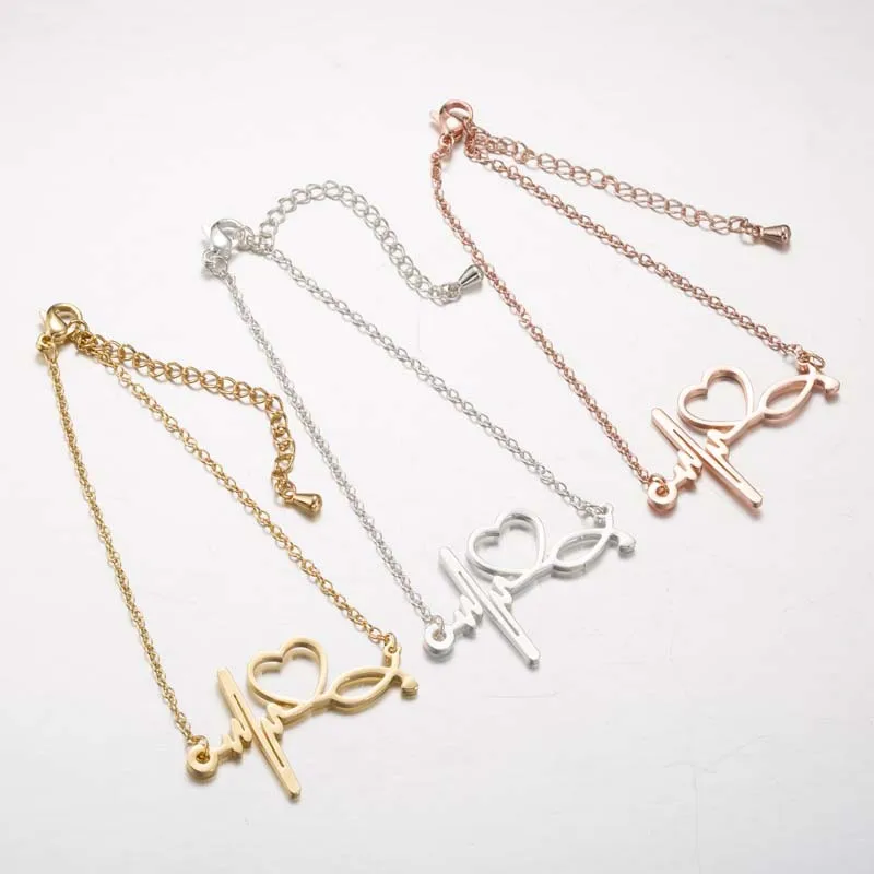 Medical Stethoscope Bracelet Heart Heart ECG Stainless Steel Hand Accessories Women Bracelet, As the picturs
Medical Stethoscope Bracelet Heart Heart ECG Stainless Steel Hand Accessories Women Bracelet, As the picturs